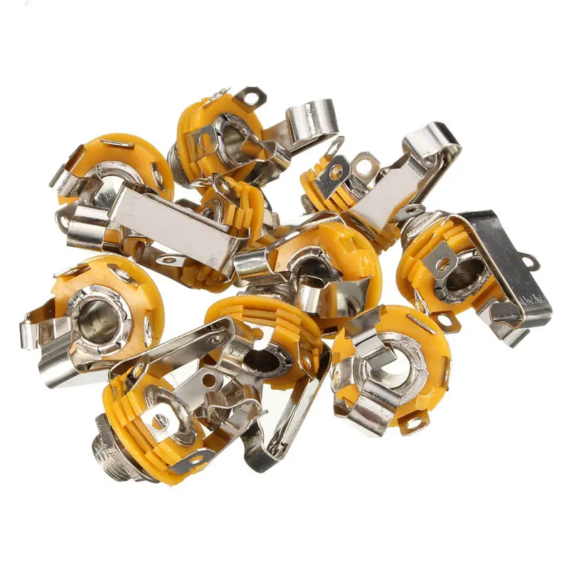 

10Pcs/lot 1/4'' 6.35mm Stereo Socket Jack Female Connector Panel Mount Solder