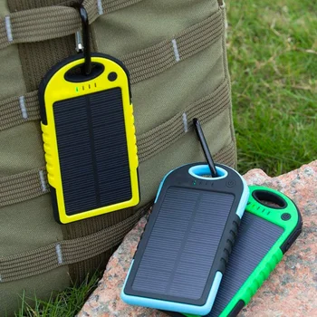 

12000mAh Waterproof Solar Power Bank Real Dual USB External Port Polymer Battery Charger with Outdoor Light Lamp