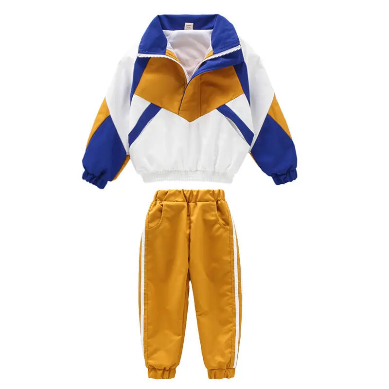 

Kid's spring and autumn handsome coloring clothing sweatpants two pieces set