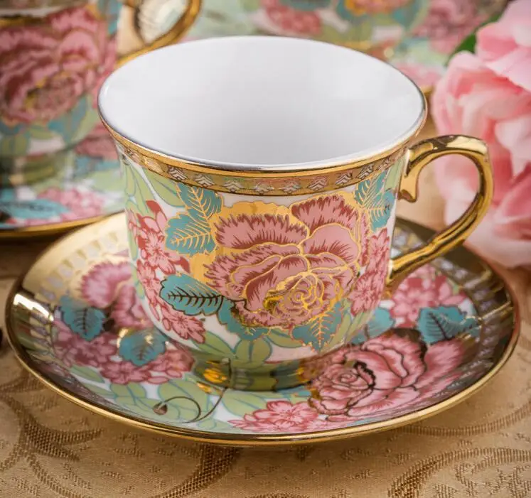 

European Afternoon tea cups set,Ceramic Coffee Mug Porcelain Suit Include 1 Cup 1 saucer.Creative Chinese Tea set coffee cup