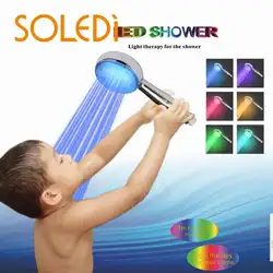 Нержавеющая сталь автоматический 7 цветов Изменение светодиодный воды светящиеся ванная душевая головка