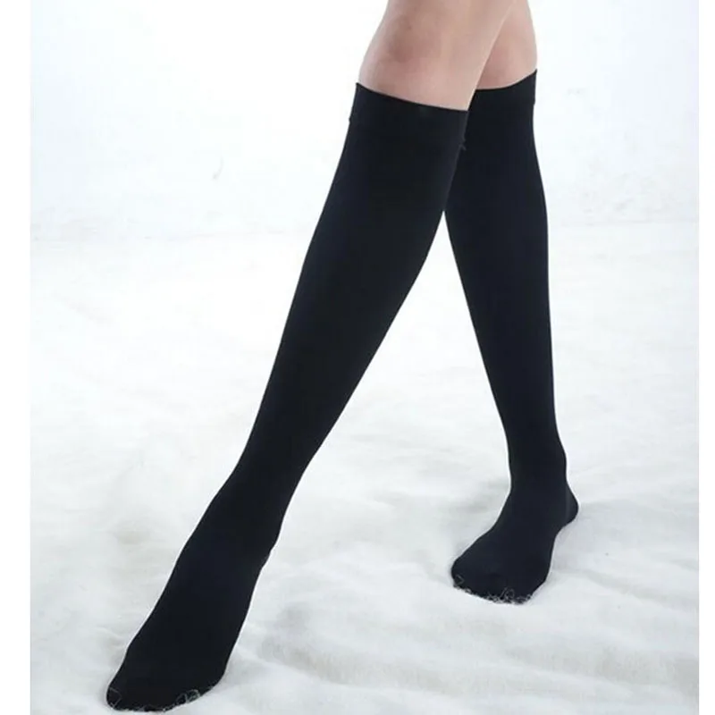 2018 Sexy Women Lower Knee Socks Thigh High Stockings Opaque Warm Japanese School Student Black Stripe Long Sock Hot Sale cotton
