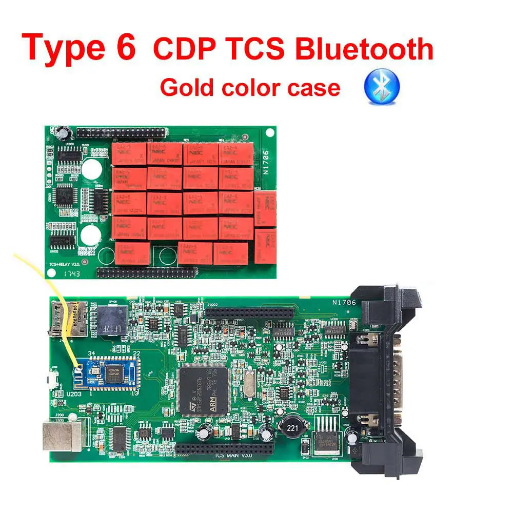 5 шт. CDP TCS V3.0 плата NEC Реле для автомобиля грузовика cdp tcs pro Bluetooth obd ii сканер,00 keygen Авто OBD2 диагностический инструмент - Цвет: Gold CDP TCS