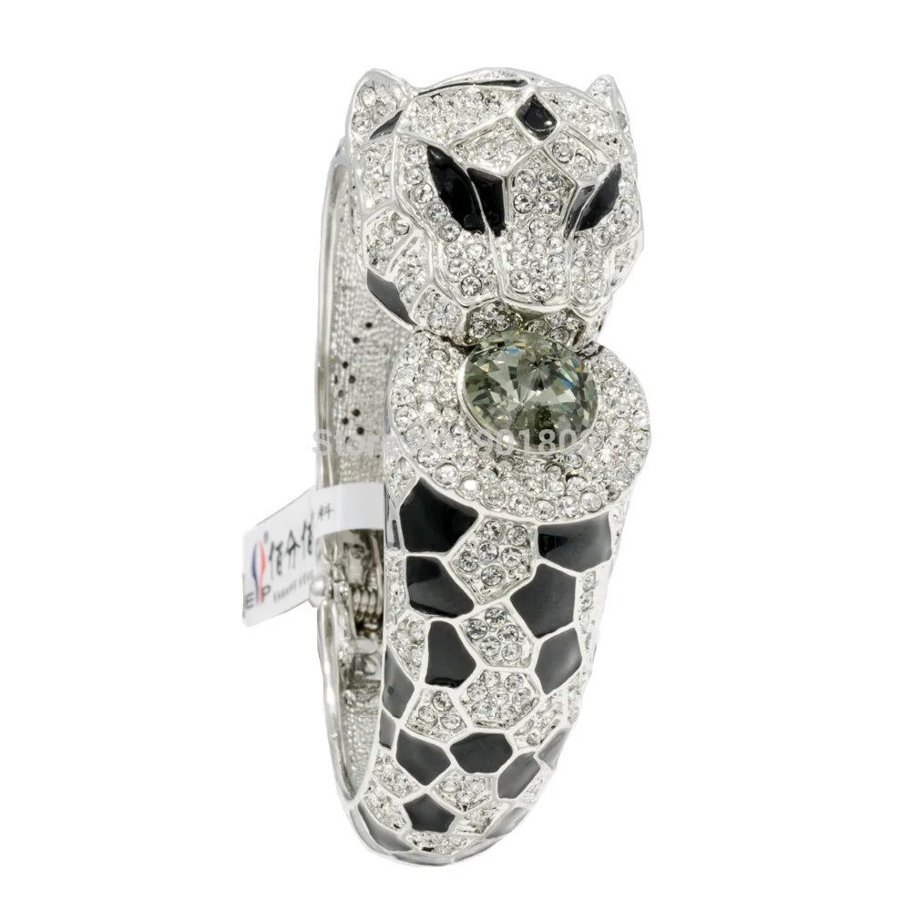 

H-Quality Austrian Crystal Enamel Animal Bangles Panther Leopard Bracelet Cuff for Women Jewelry Free Shipping 4 Color SKSA1428