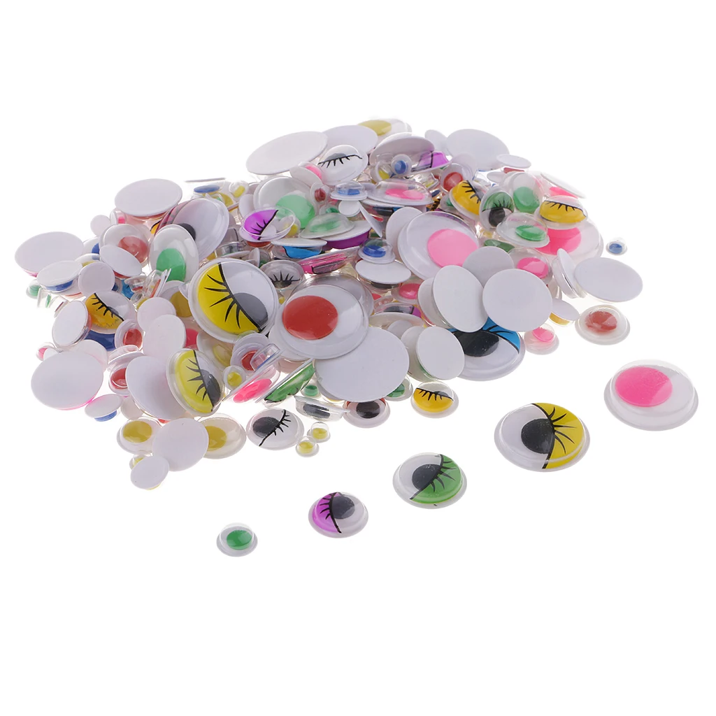300pcs  6-35mm Colorful Plastic Wiggle Googly Eyes Self-Adhesive for DIY Dolls Kids Crafts Scrapbooking Card Making Accessories