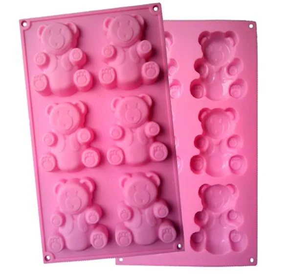 

Silicone 6 even cartoon bear cake mold characters DIY baking tools
