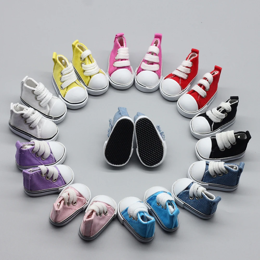 

5pair Mix Assorted 5cm Canvas Shoes For BJD Doll Fashion Mini Toy Shoes Sneaker Bjd Doll Shoes for Russian Doll Accessories