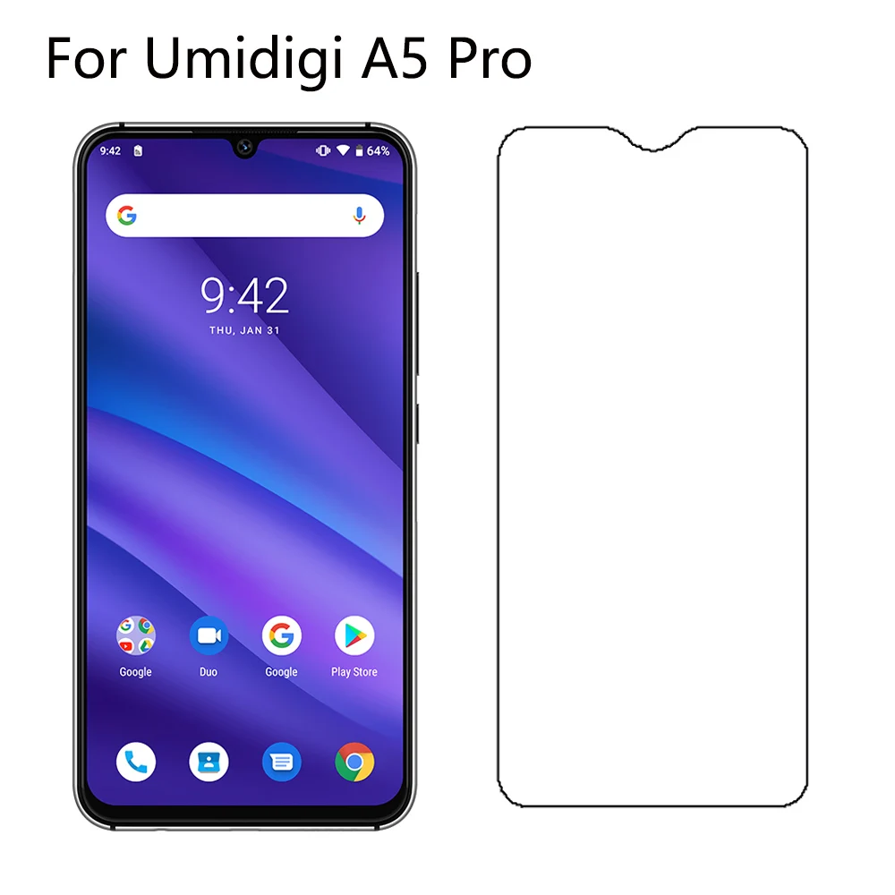 Закаленное стекло для телефона Umi Umidigi A5 Pro полностью клеящееся покрытие экрана