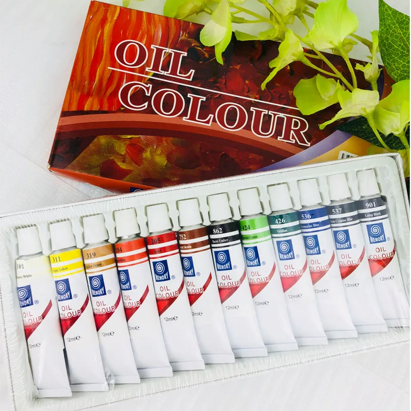 12 Colors 12ML Tube Oil Paint Sets Professional Oil Colors Paint for