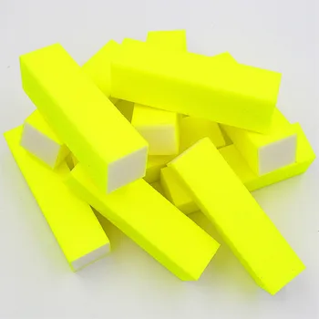 

10 Pcs Cuboid yellow Fluorescent color sanding Sponge Nail Buffers File Block for UV Gel DIY Nail Art Manicure Pedicure tools