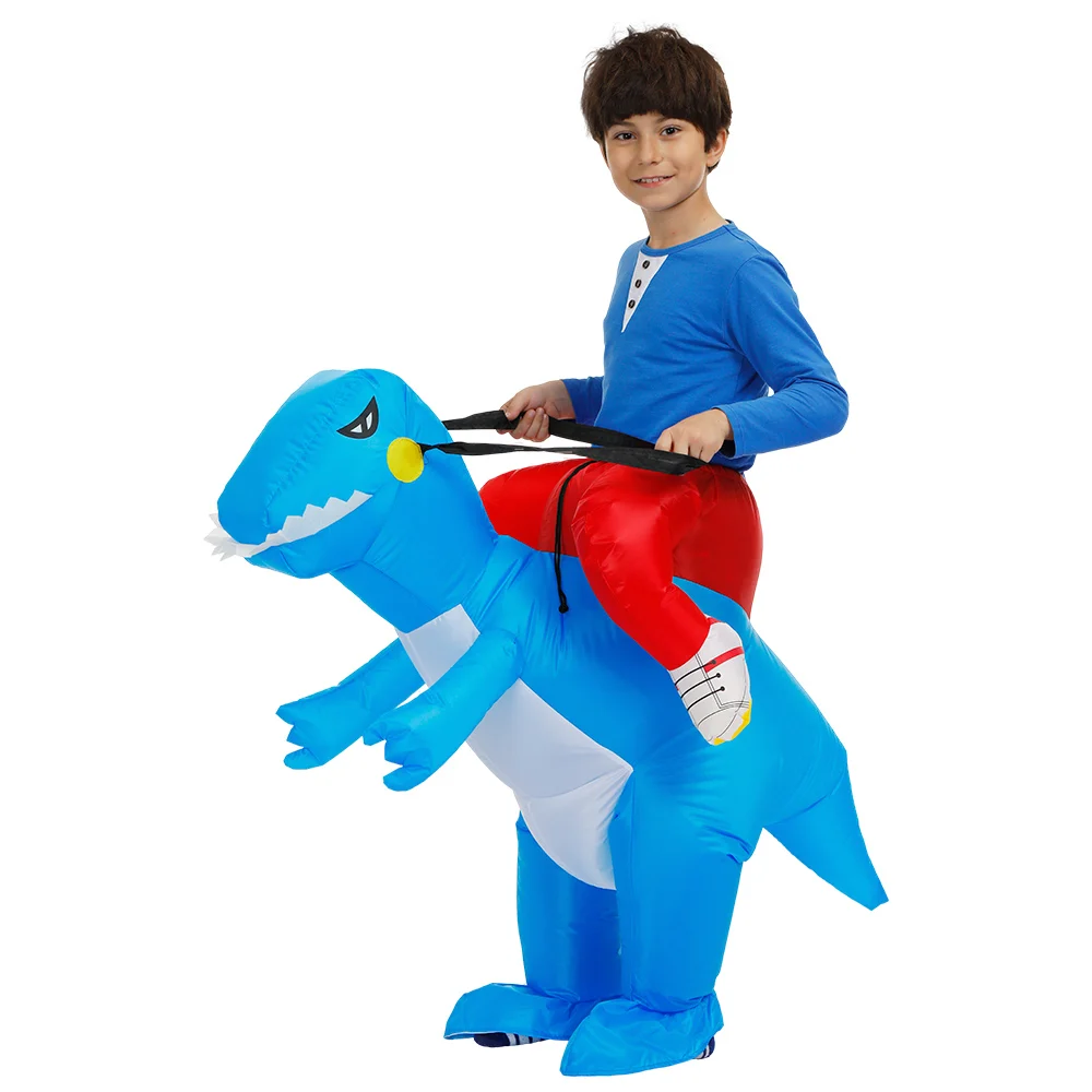 High Quality Boys Kids Inflatable Bule Dinosaur Costume Halloween Party Fancy Dress Purim Carnival Cosplay Baby