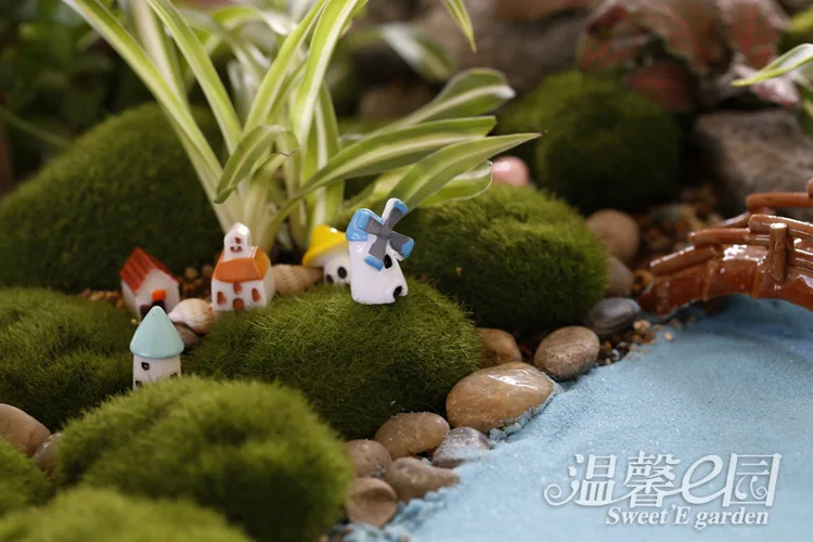 windmill house moss micro landscape ornaments multi meat decoration landscaping creative crafts house castle in figurines miniatures from home garden on