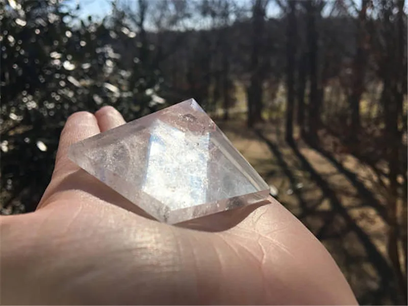 Счастливый камень, натуральная прозрачная пирамида из кристалла кварца, Целебный Камень, прозрачный драгоценный камень, кристальная Пирамида в подарок