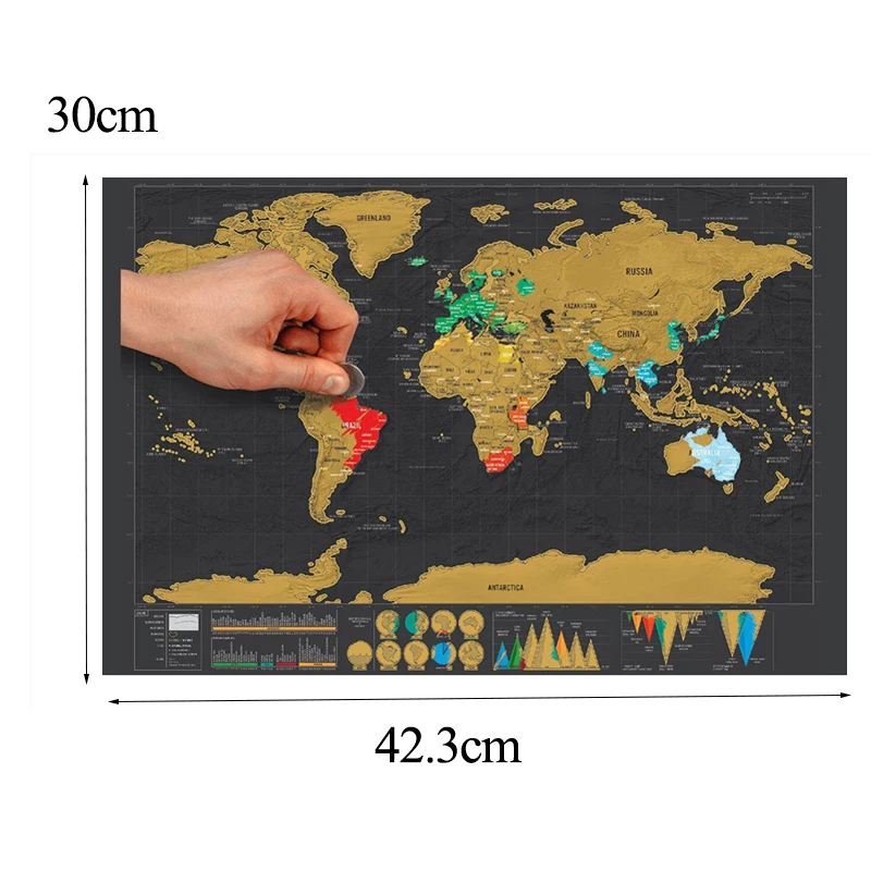 Роскошный туристический выпуск Скретч Карта мира плакат персонализированный журнал Geographic ретро карты 42,3x30 см