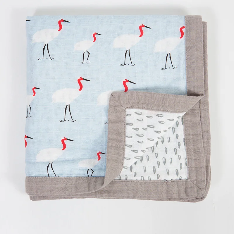 2 Layers Baby Blanket (4 Layer Gauze) Thick Autumn Winter Soft Cute Baby Blanket Organic Cotton Swaddle 120*120CM