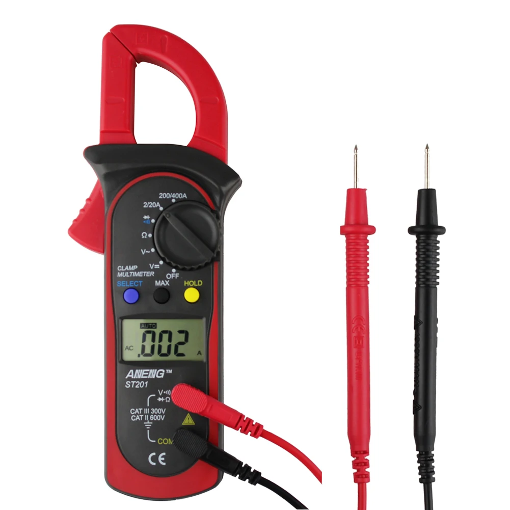 ST 201 Digital Auto Range Clamp Meter AC DC Current Voltage Capacitance