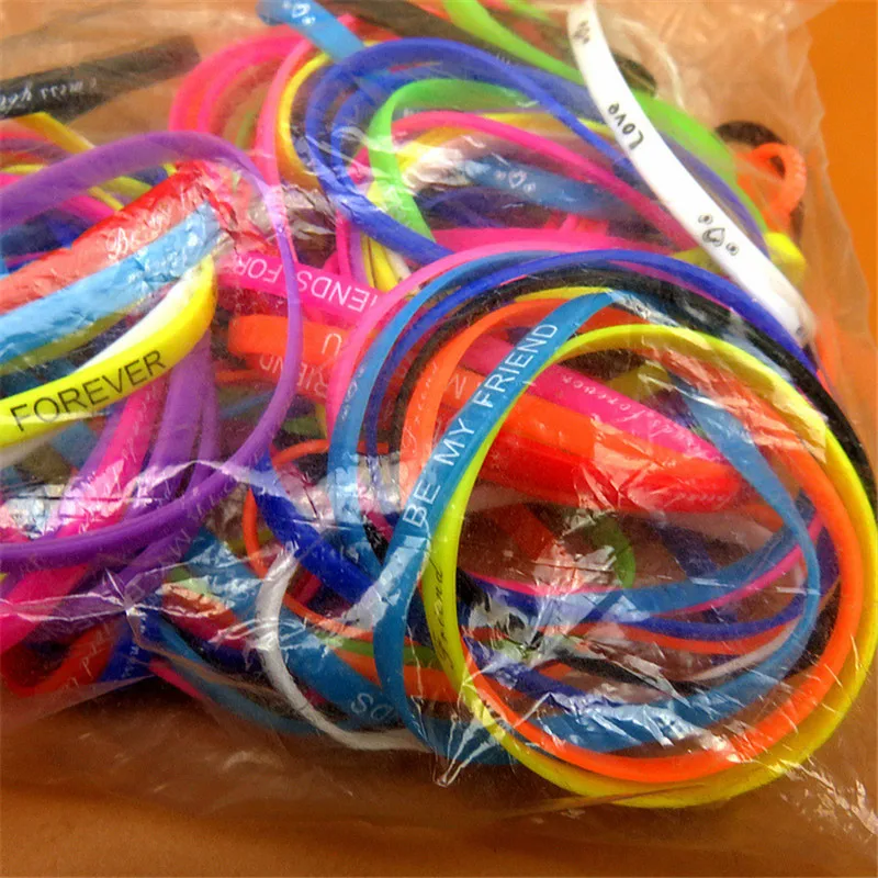 25Pcs Birthdays Party Favors Supplies Color Silicone Bracelet Girls Boys Sports Charm Bracelet Activities Small Gifts Souvenirs party toys,toy gift filler,silicone bracelets