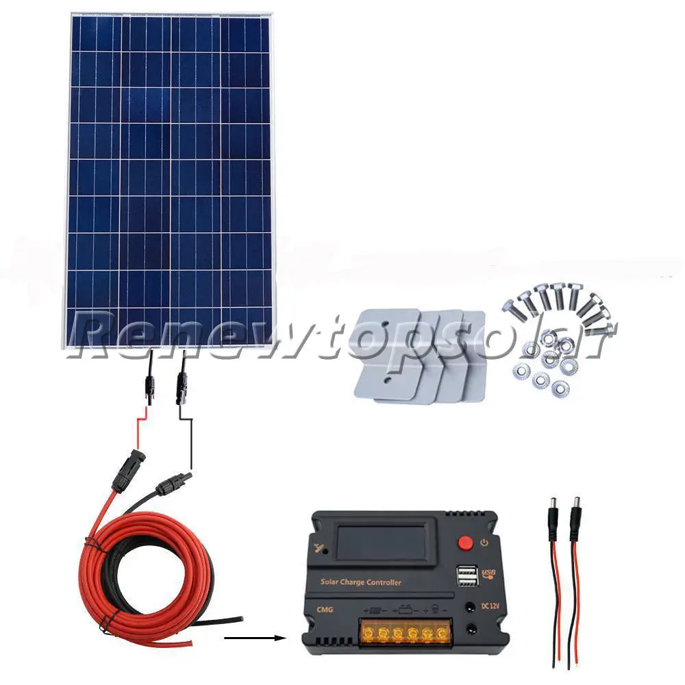 

100W 12V PV Power Solar Panel Module & 20A CMG LCD Controller for Yacht Home Kit solar energy system solar cell solar panel