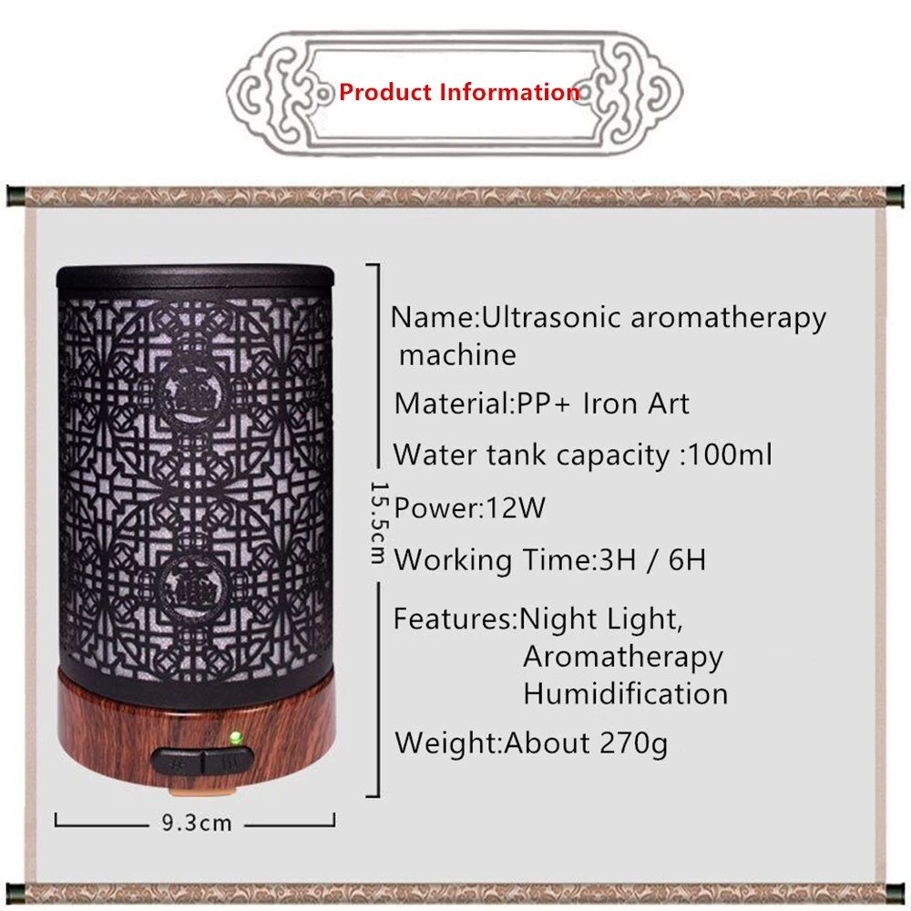 Goedkoop Metalen Handwerk Essentiële Olie Diffuser Gesneden Ijzer Aromatherapie Rustig Luchtbevochtiger 7 Kleuren Nachtlampje Voor Kantoor Baby Thuis Kinderen