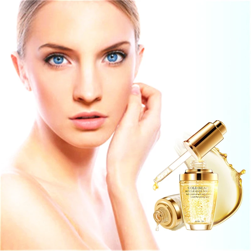 

Scar repair Organic 30ML Vitamin C Serum pore minimizing Hyaluronic Acid Face lift Anti Aging Gold Collagen Oil control Essence