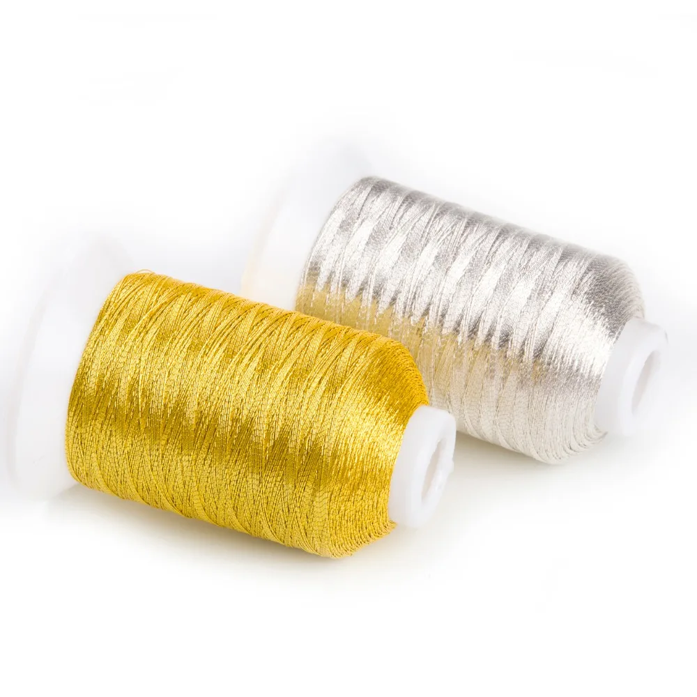 

Hot selling Simthread 150D Ms type metallic embroidery thread popular silver and gold color 550Y/500M per spool free shipping