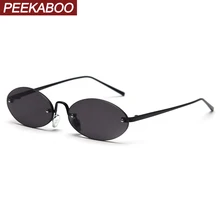 Peekaboo черные Ретро Овальные Солнцезащитные очки женские подарочные товары круглые солнцезащитные очки без оправы для мужчин металл uv400 красный коричневый