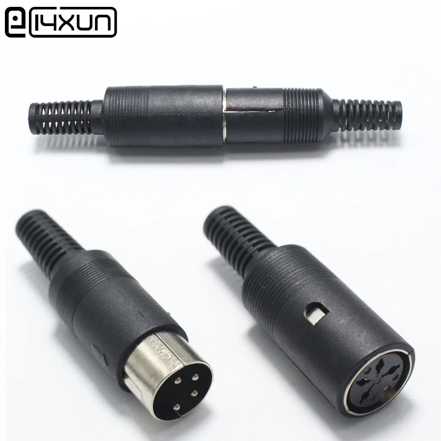 

1set 4Pin Female DIN jack + Male DIN Plug with Plastic Handle Connector Adapter