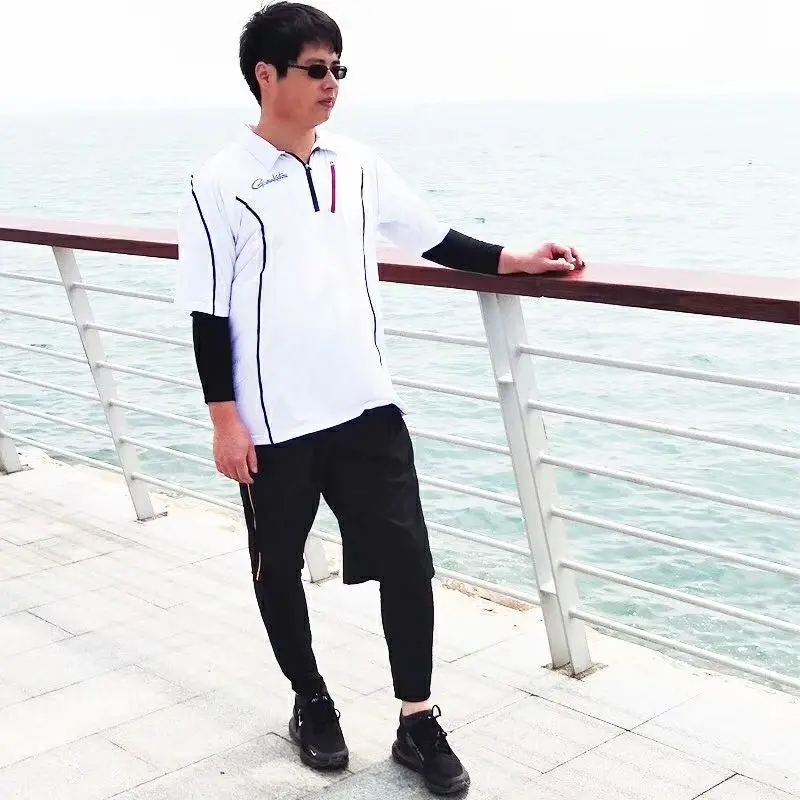 1 Set New Summer Ice Fishing Clothing Gamakatsu Set Outdoor T-shirt& Short Pant Hiking Clothes with Arm Sleeves and Leg Cover
