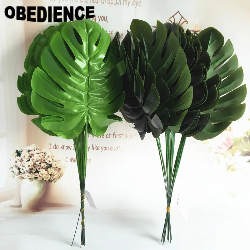 

OBEDIENCE 10Pcs Artificial Plants Banana leaf Plastic Simulation Wedding Home Party Decoration Flower Spring Grass