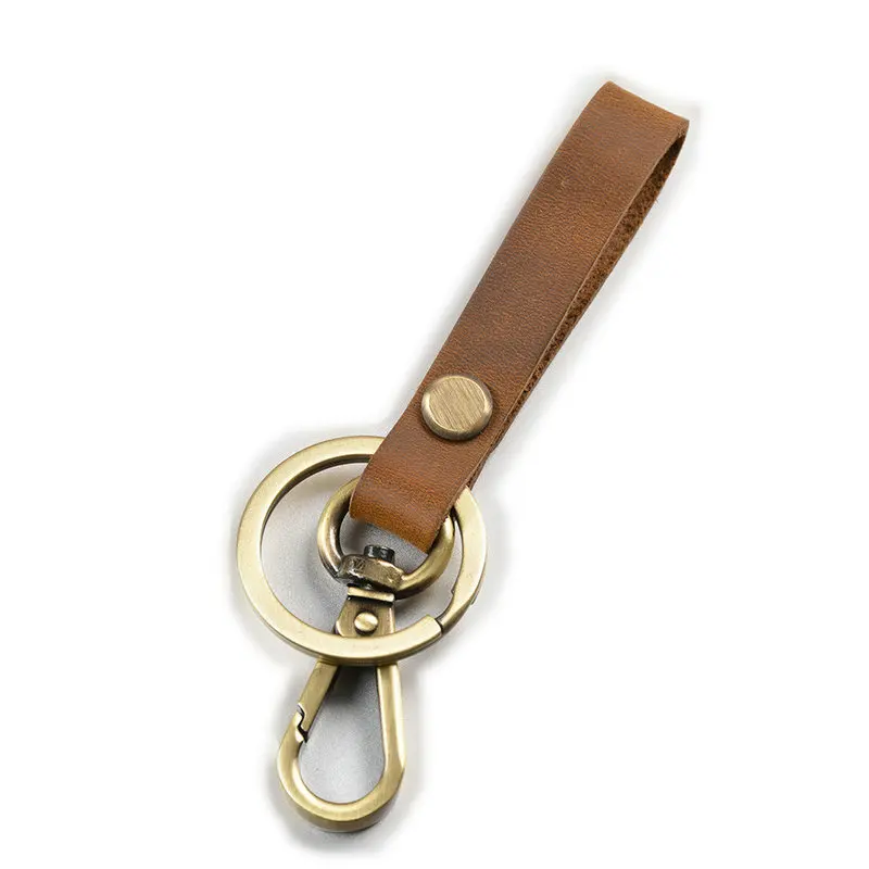 Ручной работы автомобильный держатель для ключей винтажный держатель для ключей из натуральной кожи для мужчин воловья бирка покрытое бронзовое кольцо держатель для ключей