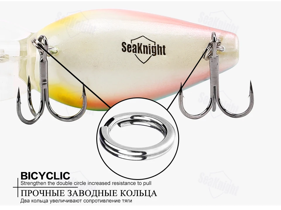 SeaKnight SK002, 5 шт., приманка для рыбалки, 11 г, 50 мм, 0-1,8 м, жесткая приманка, полные приманки для ловли карпа, набор, длинный язык, рукоятка, воблеры, приманки