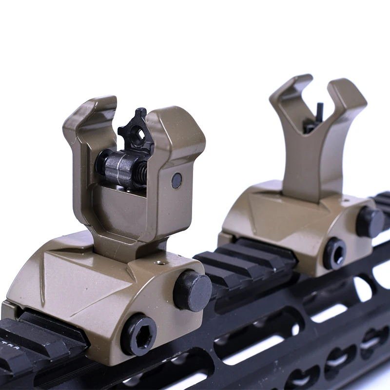 Tactical AR15 Folding Flip up Front Rear Sight Iron Sight Set Dual Diamond Shape BUIS for 20mm Rail Handguard Mount Hunting caza