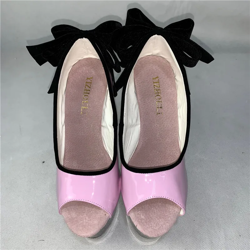 bow open toe bride wedding shoes princess banquet formal dress shoes 15cm ultra high heels 6 inch bowtie sexy single shoes