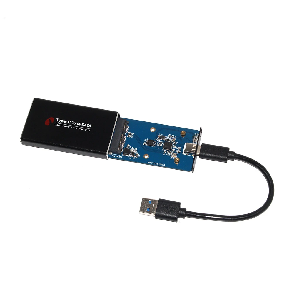 

New USB3.1 USB-C Type C to MSATA to USB 3.0 SSD Enclosure MSATA SSD case Hard Disk Box External Mobile Case Cable