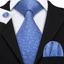 2019 Барри. Ван новый синий Пейсли 100% шелковый галстук моды подарки для Для мужчин свадебное торжество деловая встреча Элитный бренд наборы