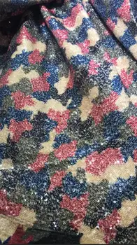 

embroidery tull net lace fabric with sequins L-3246 luxury romantic sequins lace for evening dress/fashion show