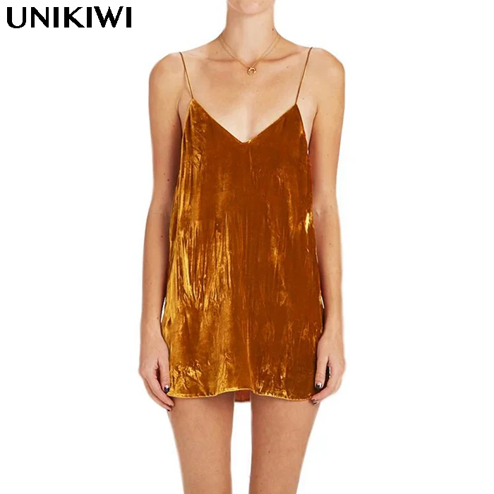 

UNIKIWI Brand Women's Sexy Velvet Spaghetti Strap Dress.Summer Holiday Slip Velour Dresses.Party Bodycon Dress Clubwear.9 Colors