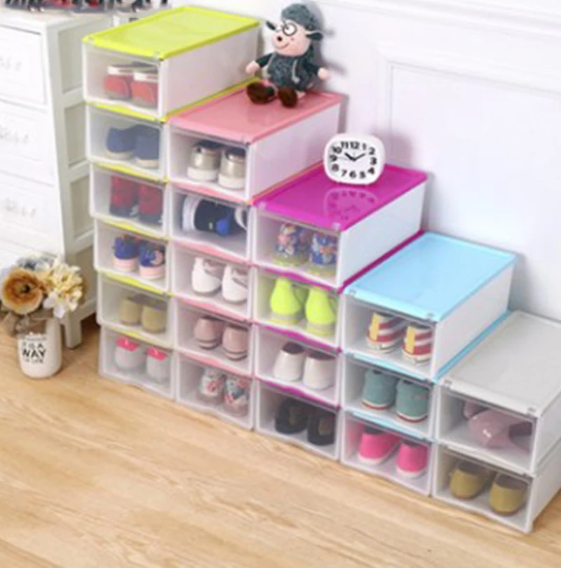 

Thicky Colored Transparent Plastic Clamshell Shoebox Storage Box Drawer Shoe Boots Organizing Boxes Almacenaje De Zapatos