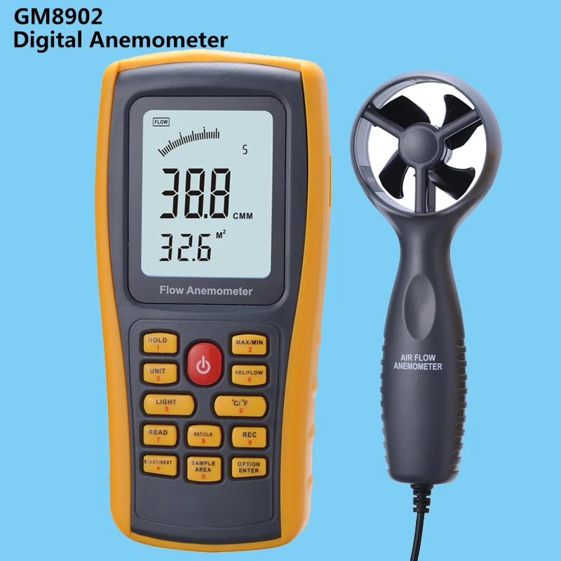 

High-precision GM8902 Digital anemometer Multi-function industrial home universal wind speed measuring instrument With USB