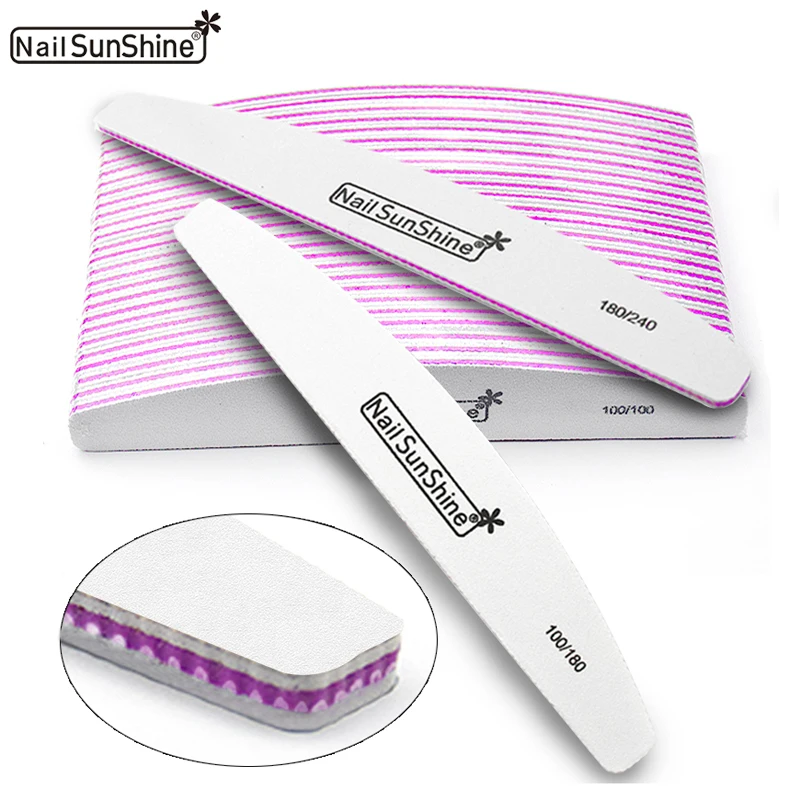 Lixa de Unhas Bloco de Buffer do Bloco Lixa de Banana Unhas Sunshine Lixa Grossa Lima Unghie Arquivos Emery Maquiagem Branco 100 – 180 240 Ferramenta 50x