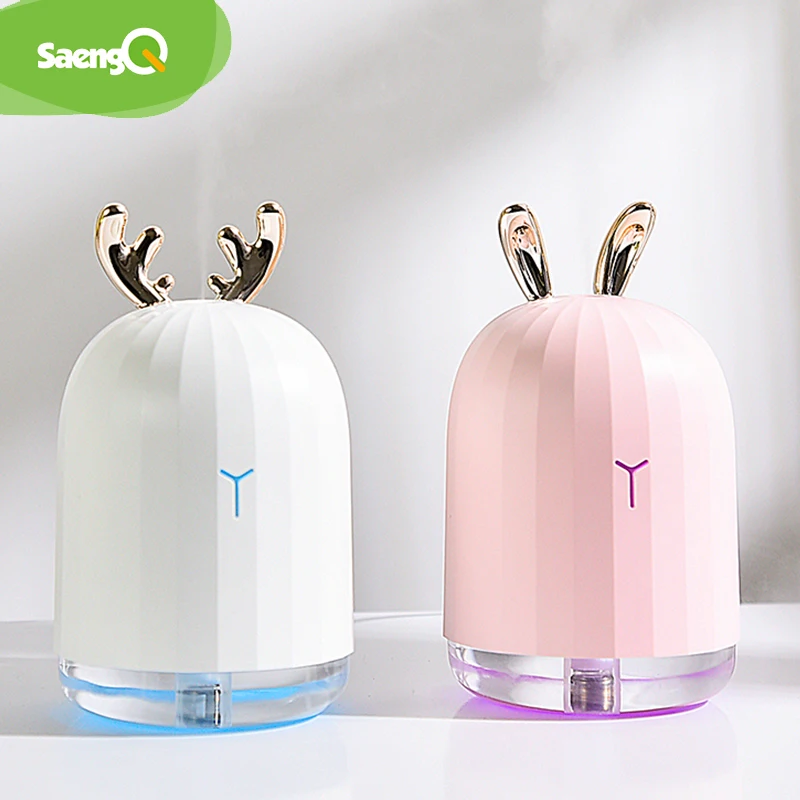 

saengQ Air Humidifier 220ML Romantic Soft LED 7 Color Light USB Essential Oil Diffuser Car Purifier Aroma Anion Mist Maker