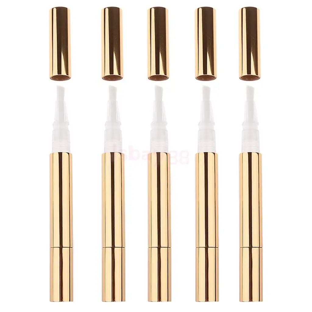 

5 Pieces 3ml Travel Empty Twist Pen Cosmetic Container Eyelash Growth Liquid Tube Nail Tool Silver