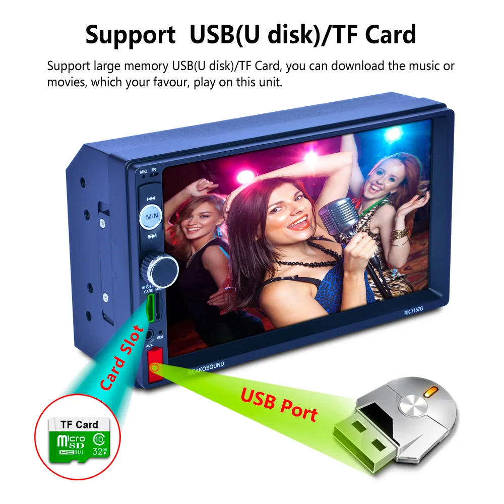7 inch Car stereo 2DIN Bluetooth MP5 Player Reversing Rear View Camera Function Car Radio GPS Navigation Car Radio Media Playe