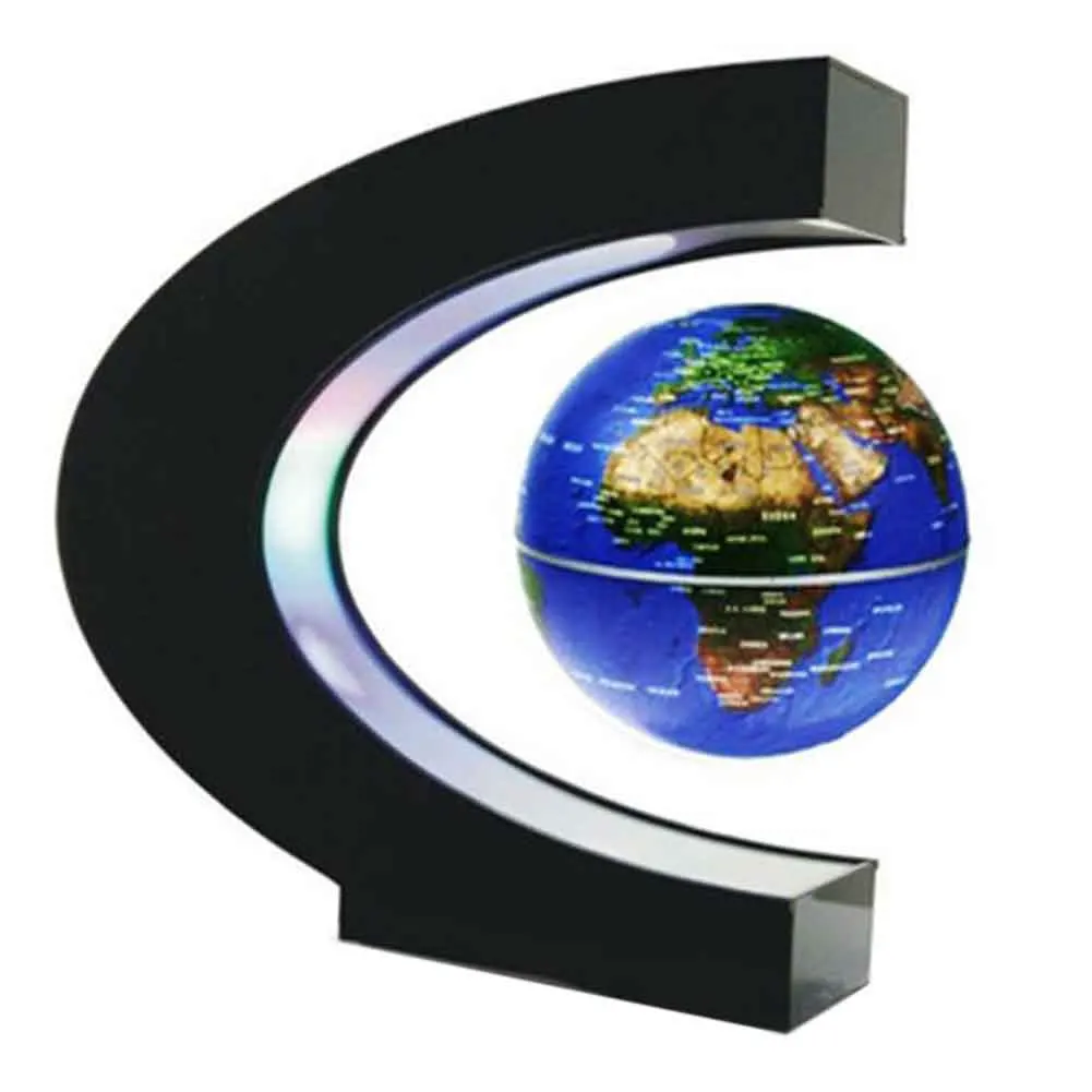 

New Home Decoration LED Floating Tellurion C Shape Magnetic Levitation Floating Globe World Map With LED Light US Plug