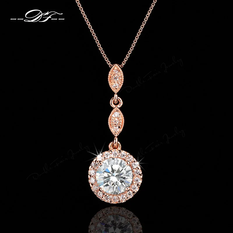 нового урожая 2014 cz алмаз микро пролоёить 18k розовое золото/серебро покрытие ожерелье