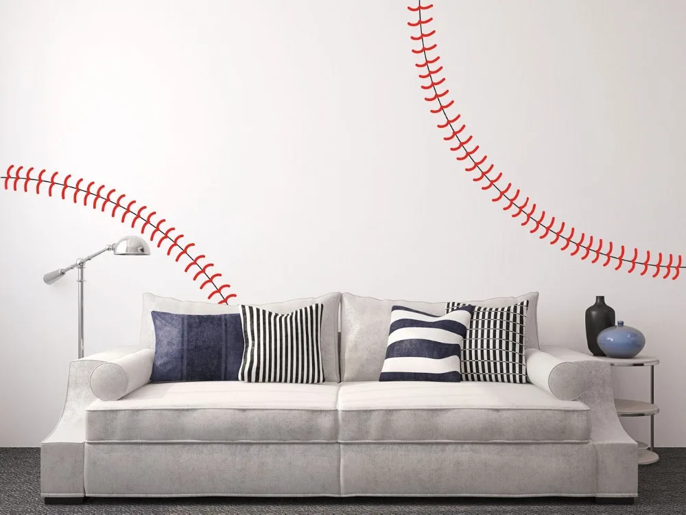 Giant full wall Baseball stiches wall decal, Nurseries Kindergarten Vinyl Art Stickers for home decor