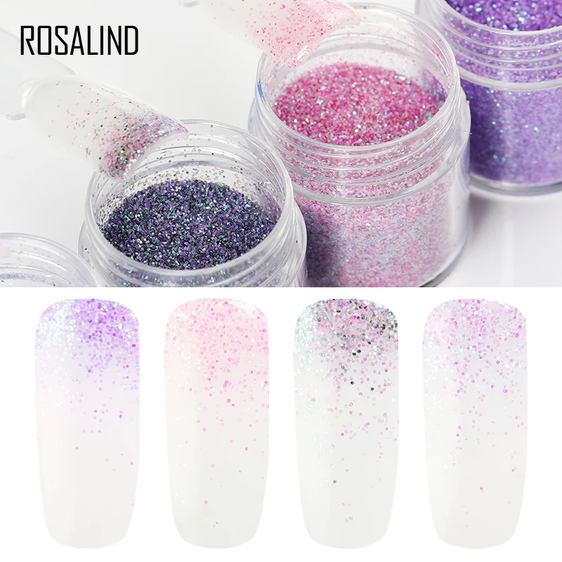 

ROSALIND Nail Glitter Powder Holographic Chrome For Gel Nail Polish Pigment Powder Manicure Sparkles For Nails Art Glitter Set