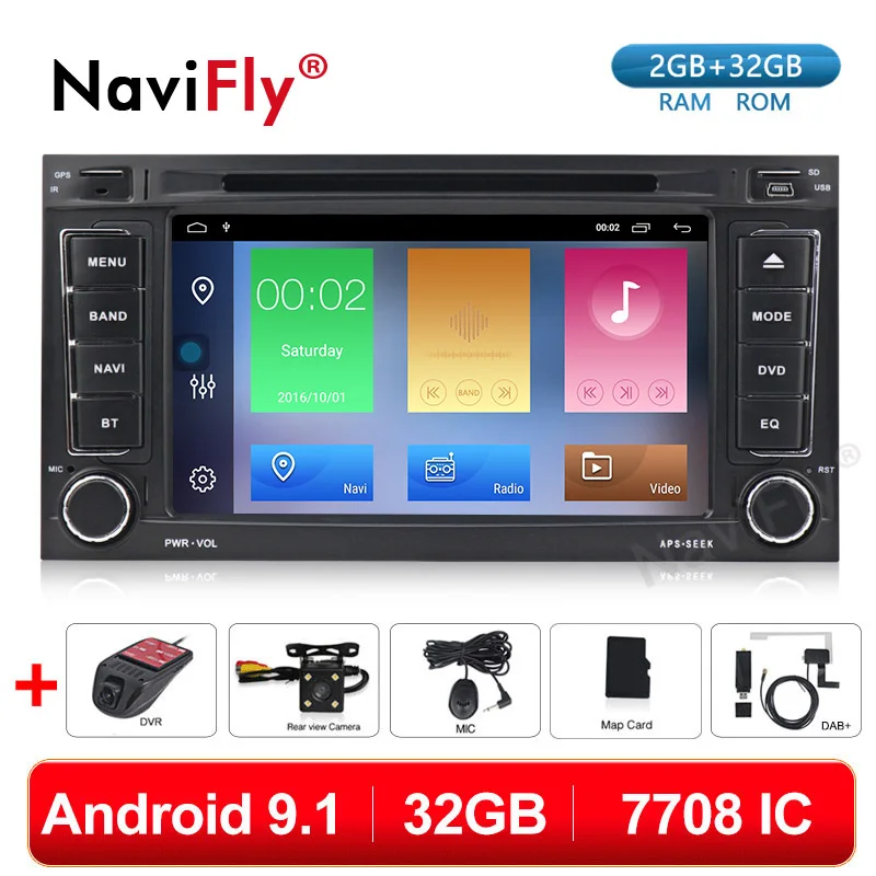 

NaviFly 2 Din 2G+32G Android 9.1 Quad core DVD GPS navigation Radio multimedia player for VW Volkswagen TOUAREG 2004-2011