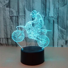 3D светодиодный Светодиодный светильник для мотоцикла с сенсорной батареей AA и пультом дистанционного управления, светодиодный ночник, 7 цветов, настольная лампа для спальни, декоративный светильник ing