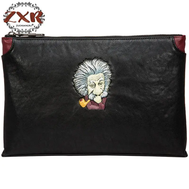 

New Fashion Men's Leather Clutch Bag Soft Leather Head Layer Leather Retro Envelope Bag Large-capacity Clutch Bag
